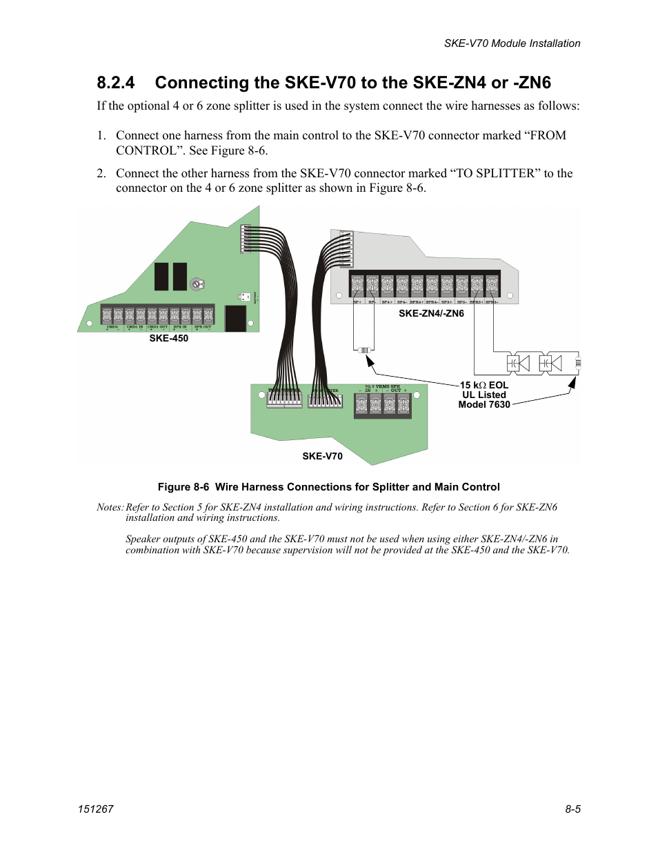 Connecting the ske-v70 to the ske-zn4 or -zn6 -5 | SilentKnight SKE-450 Voice Evacuation Control Panel User Manual | Page 65 / 76