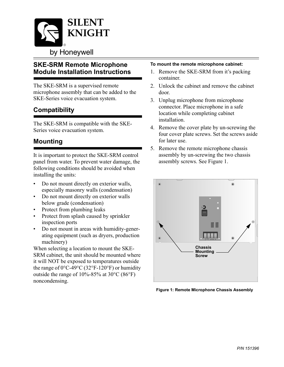 SilentKnight SKE-SRM Remote Microphone Module User Manual | 2 pages