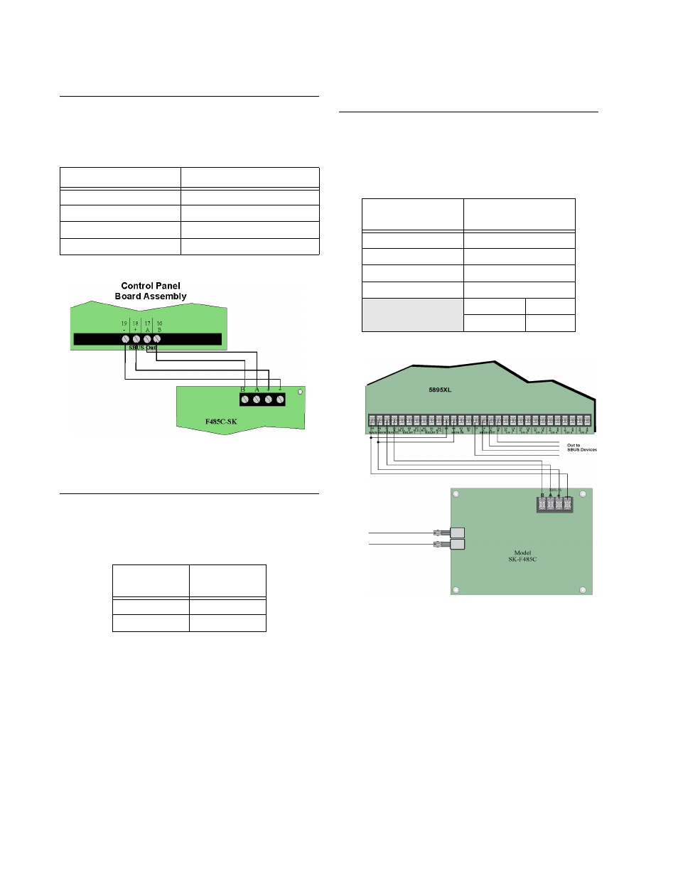 Wiring, Sk-f485c to power supply connection | SilentKnight SK-F485C User Manual | Page 2 / 3