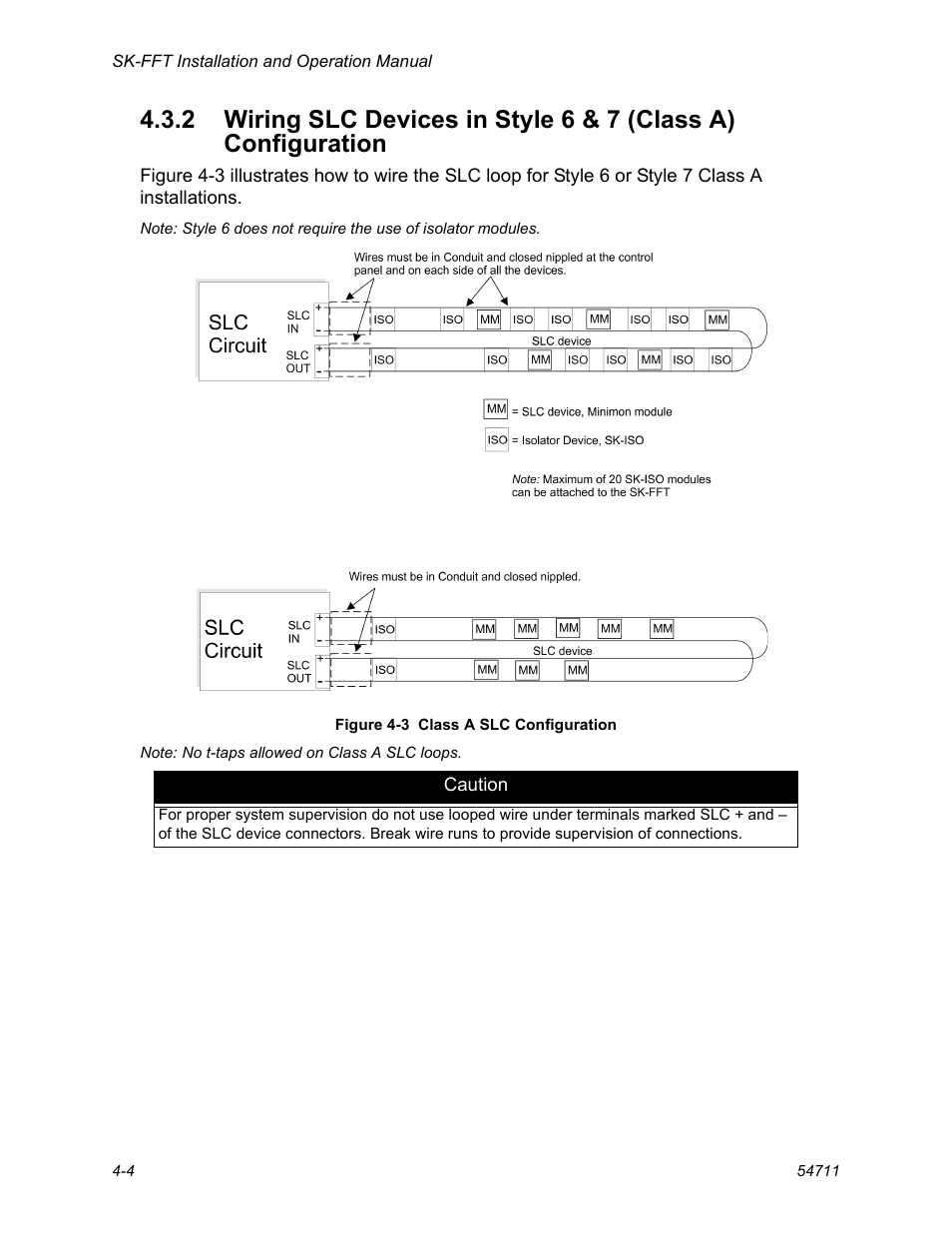 2 wiring slc devices in style 6 & 7 (class a), Configuration -4 | SilentKnight SK-FFT User Manual | Page 32 / 58