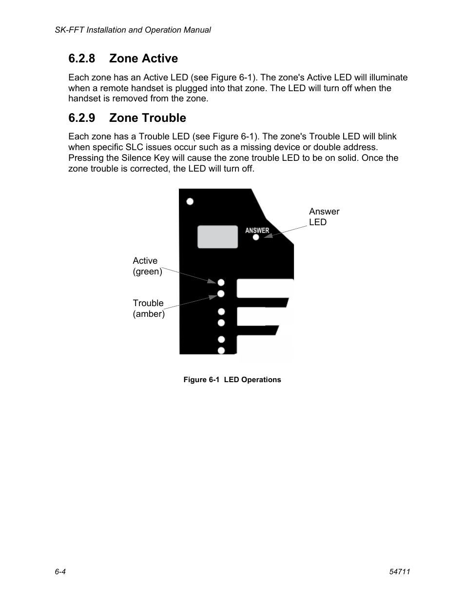 8 zone active, 9 zone trouble, 8 zone active -4 6.2.9 zone trouble -4 | SilentKnight SK-FFT User Manual | Page 46 / 58