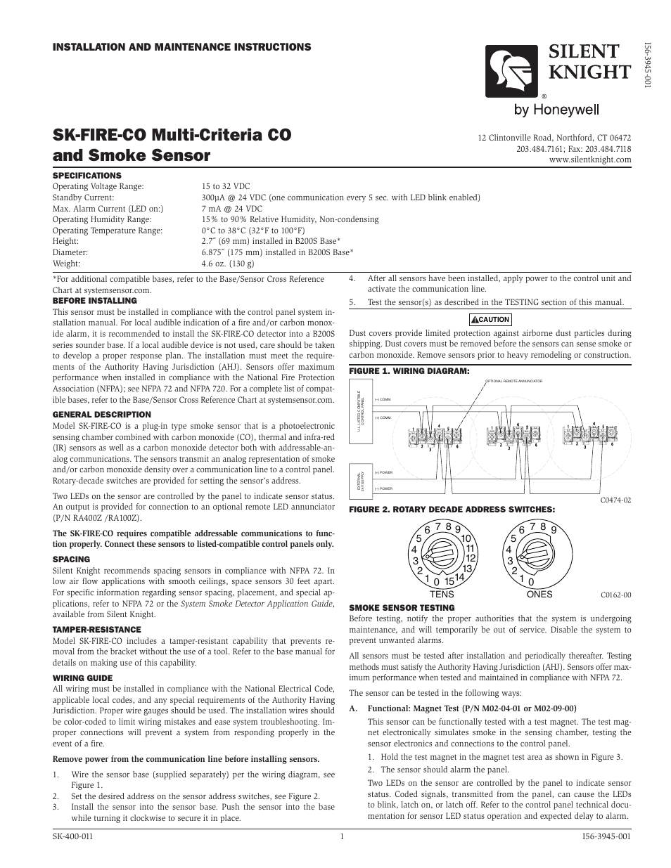 SilentKnight SK-FIRE-CO User Manual | 4 pages