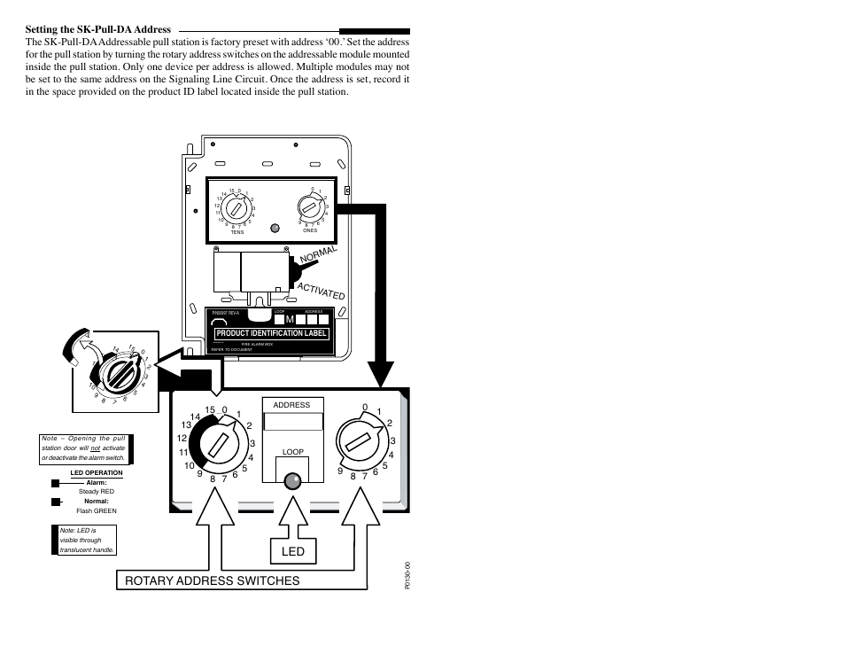 Ahdhdh, Led rotary address switches | SilentKnight SK-Pull-DA Addressable Dual Action Pull Station User Manual | Page 2 / 2