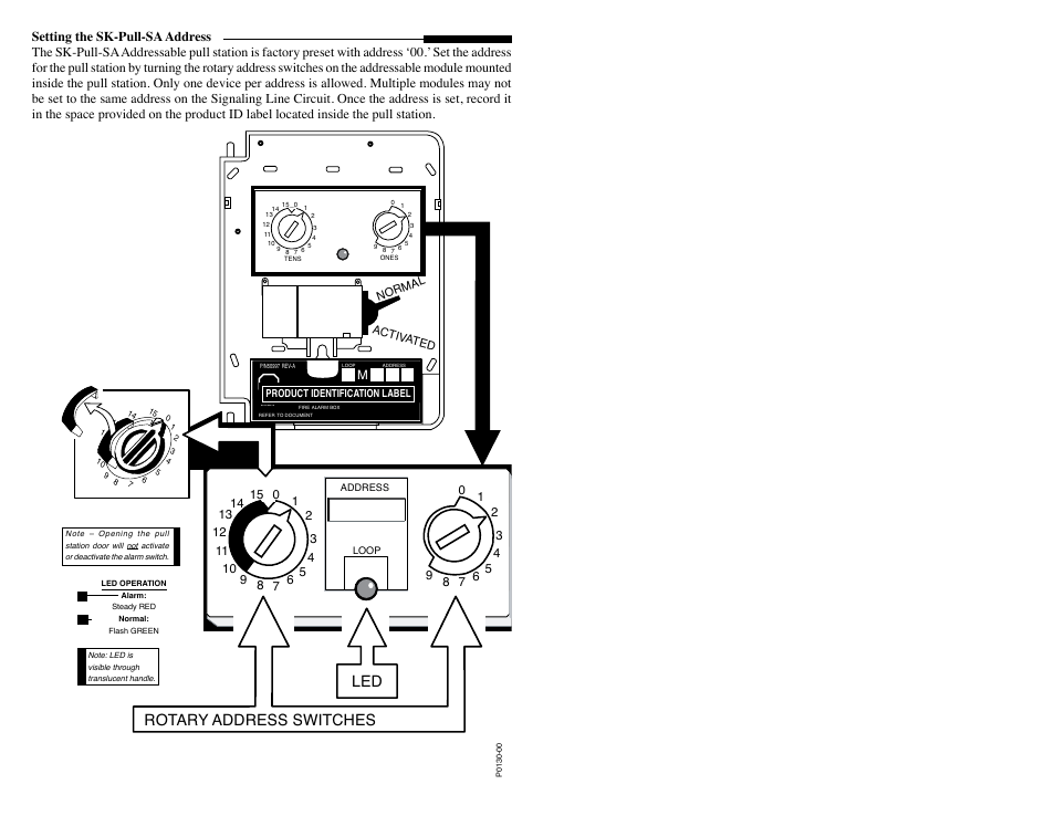Ahdhdh, Led rotary address switches | SilentKnight SK-Pull-SA Addressable Single Action Pull Station User Manual | Page 2 / 2