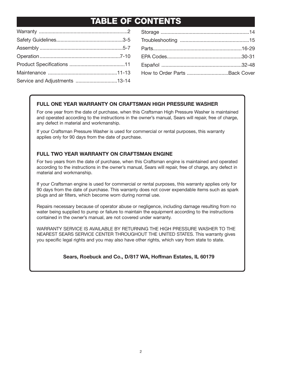 Craftsman MGP-769010 User Manual | Page 2 / 52