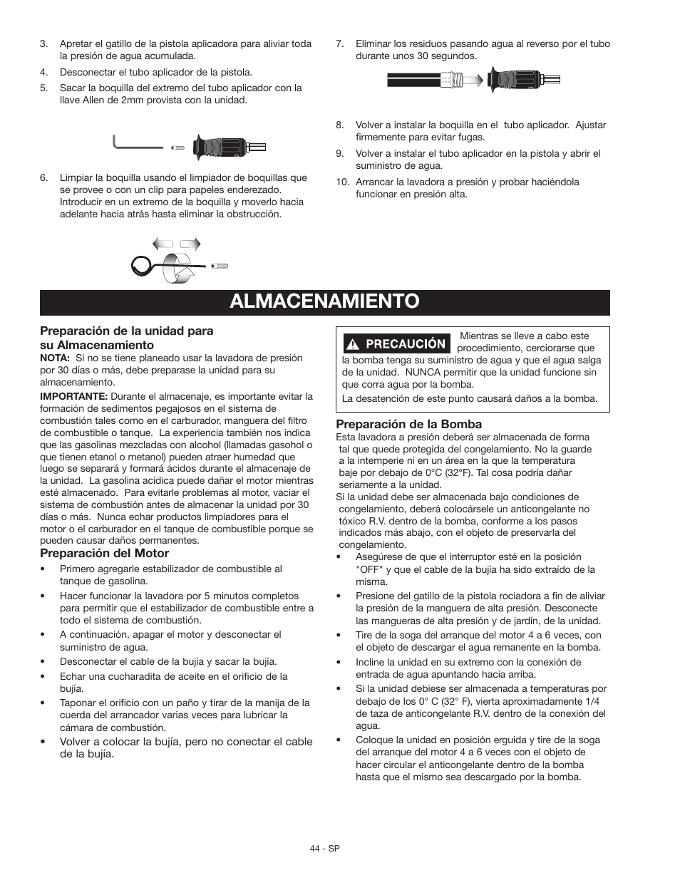 Almacenamiento | Craftsman MGP-769010 User Manual | Page 44 / 52