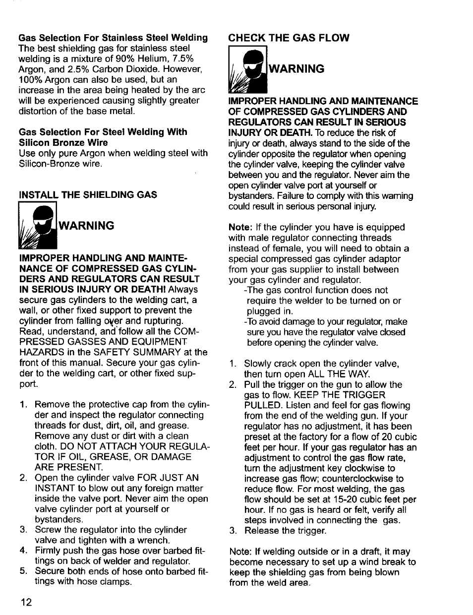Warning | Craftsman 196.205690 User Manual | Page 12 / 60