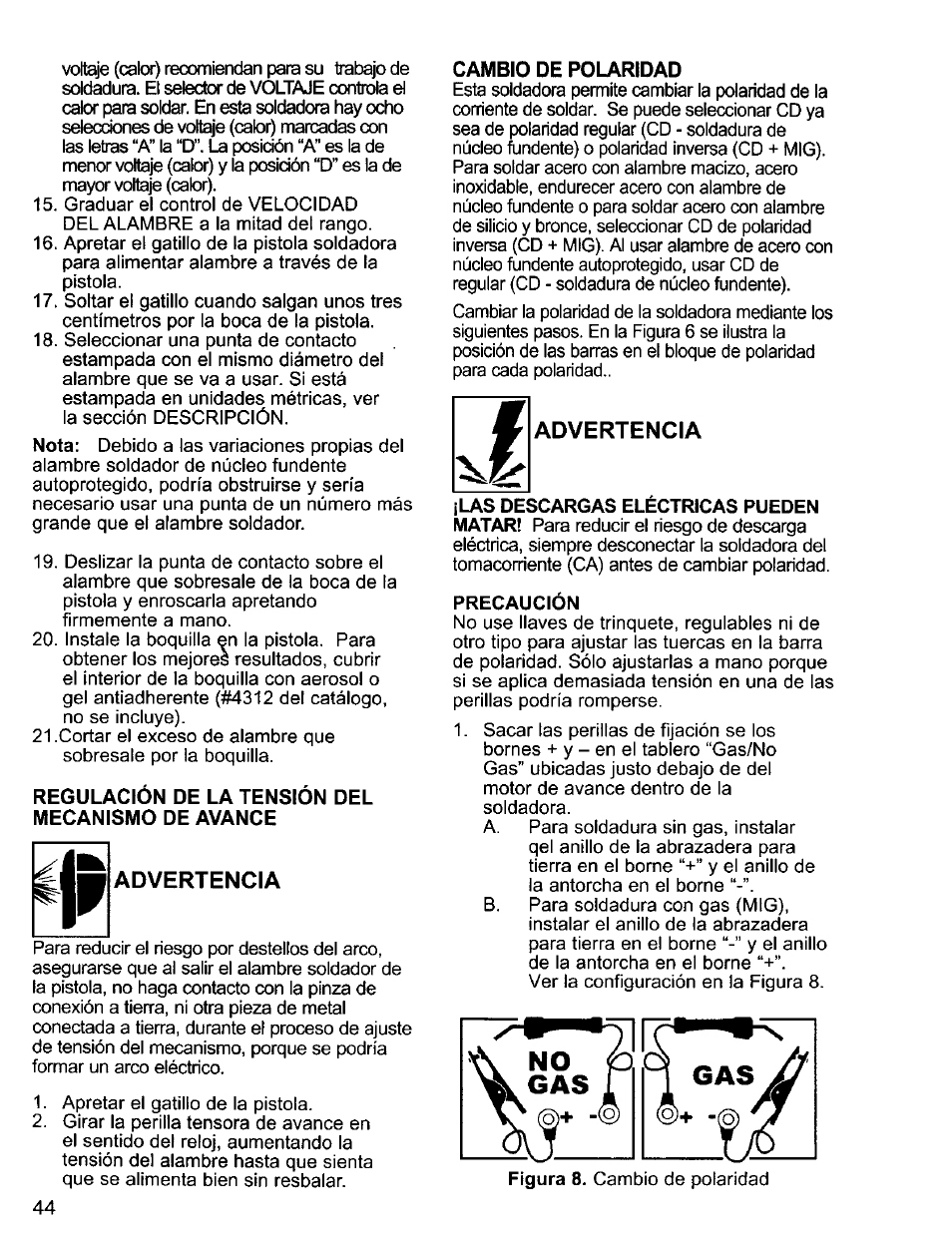 Advertencia | Craftsman 196.205690 User Manual | Page 44 / 60