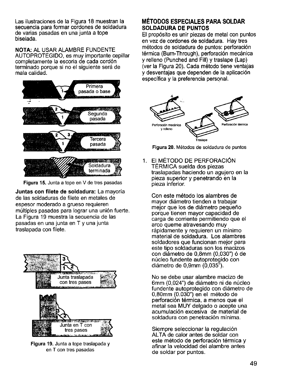 Metodos especiales para soldar | Craftsman 196.205690 User Manual | Page 49 / 60