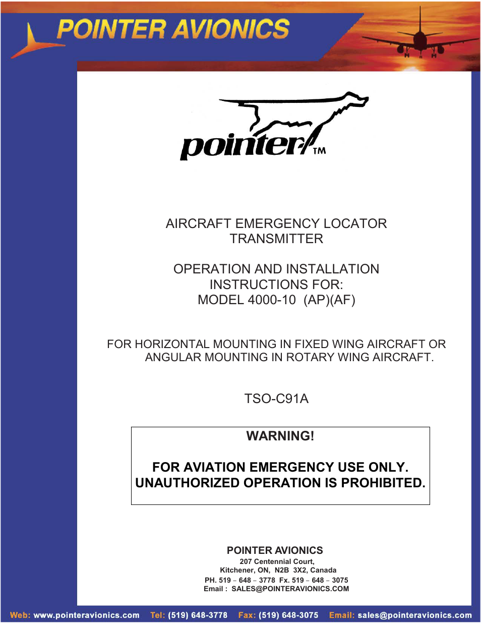 SkyHunter406 4000-10 AP User Manual | 16 pages