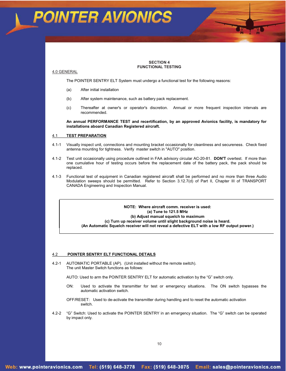 SkyHunter406 4000-10 AP User Manual | Page 10 / 16