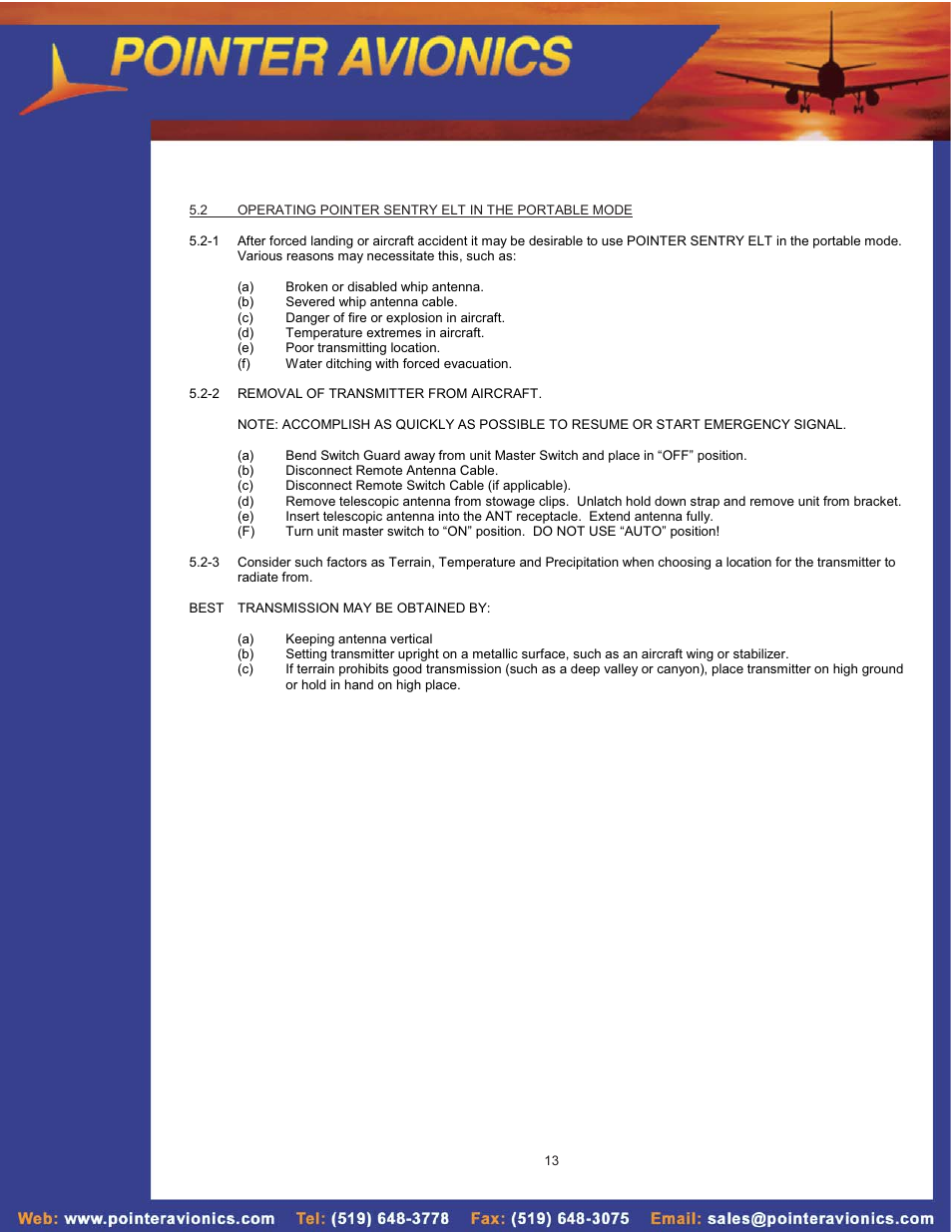 SkyHunter406 4000-10 AP User Manual | Page 13 / 16