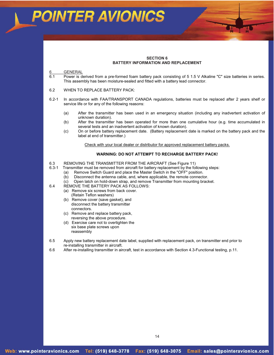 SkyHunter406 4000-10 AP User Manual | Page 14 / 16