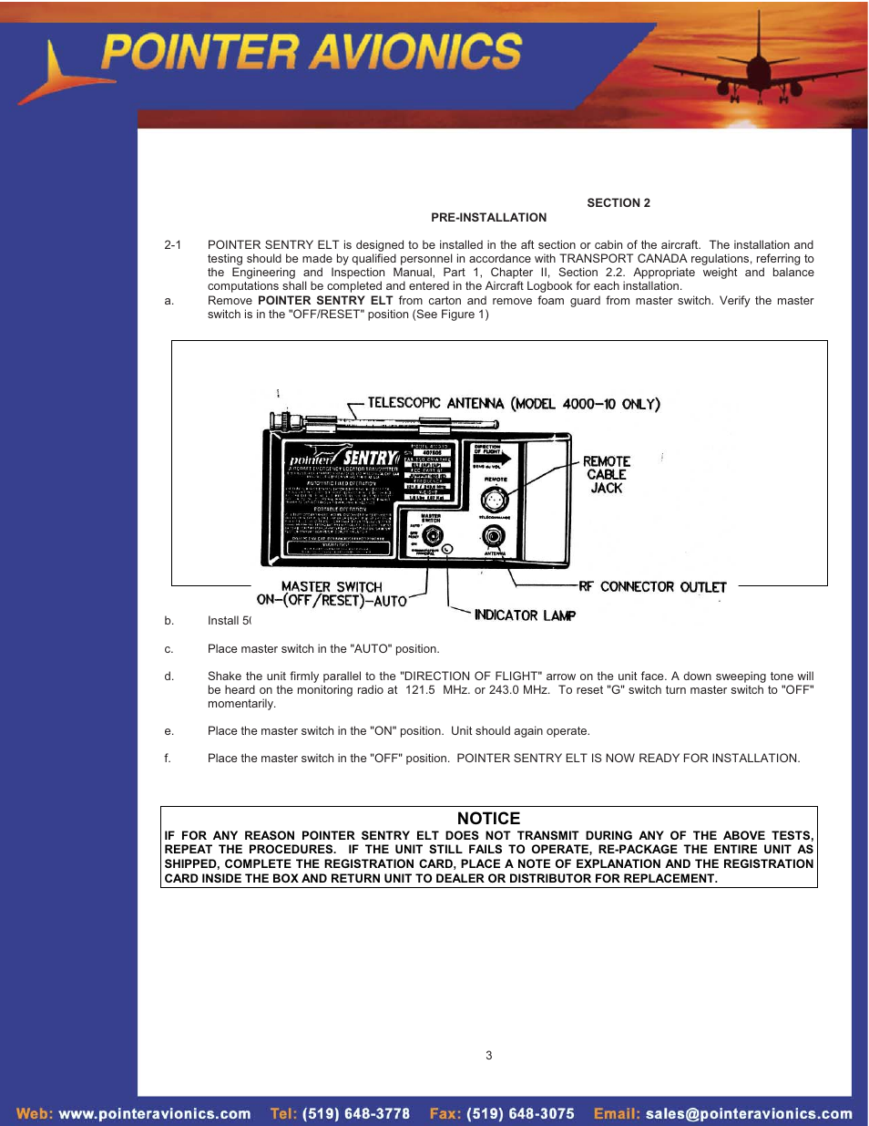 Notice | SkyHunter406 4000-10 AP User Manual | Page 3 / 16