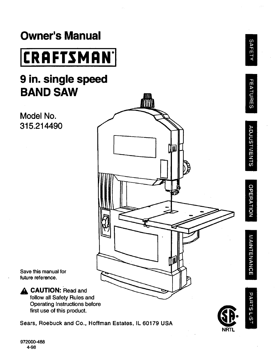 Craftsman 315.214490 User Manual | 32 pages