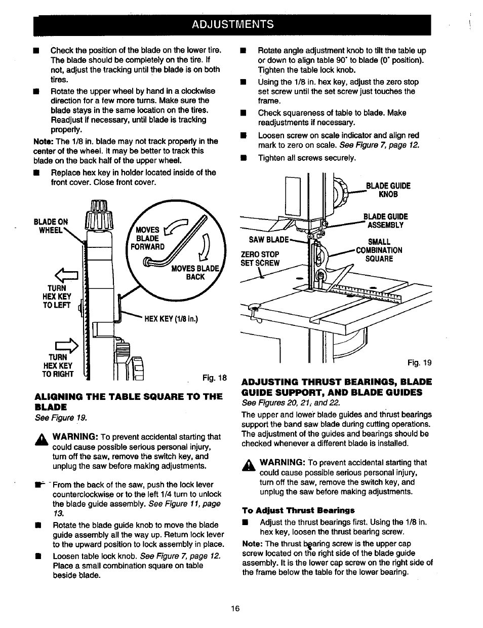 Adjustments | Craftsman 315.214490 User Manual | Page 16 / 32