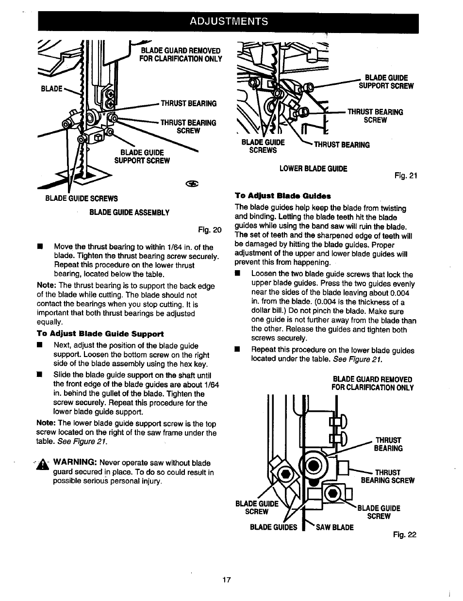 Adjustments | Craftsman 315.214490 User Manual | Page 17 / 32