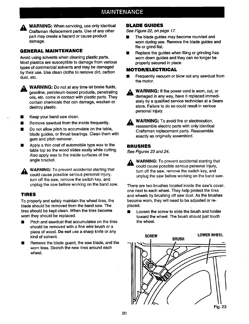 Maintenance | Craftsman 315.214490 User Manual | Page 20 / 32