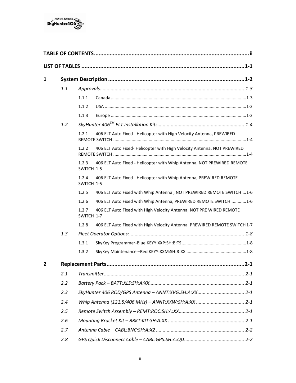 SkyHunter406 SKYHUNTER 406 HF User Manual | Page 2 / 56
