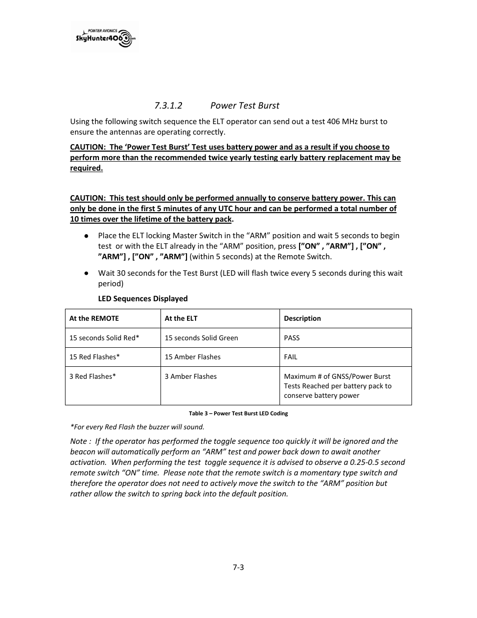 2 power test burst | SkyHunter406 SKYHUNTER 406 HF User Manual | Page 41 / 56