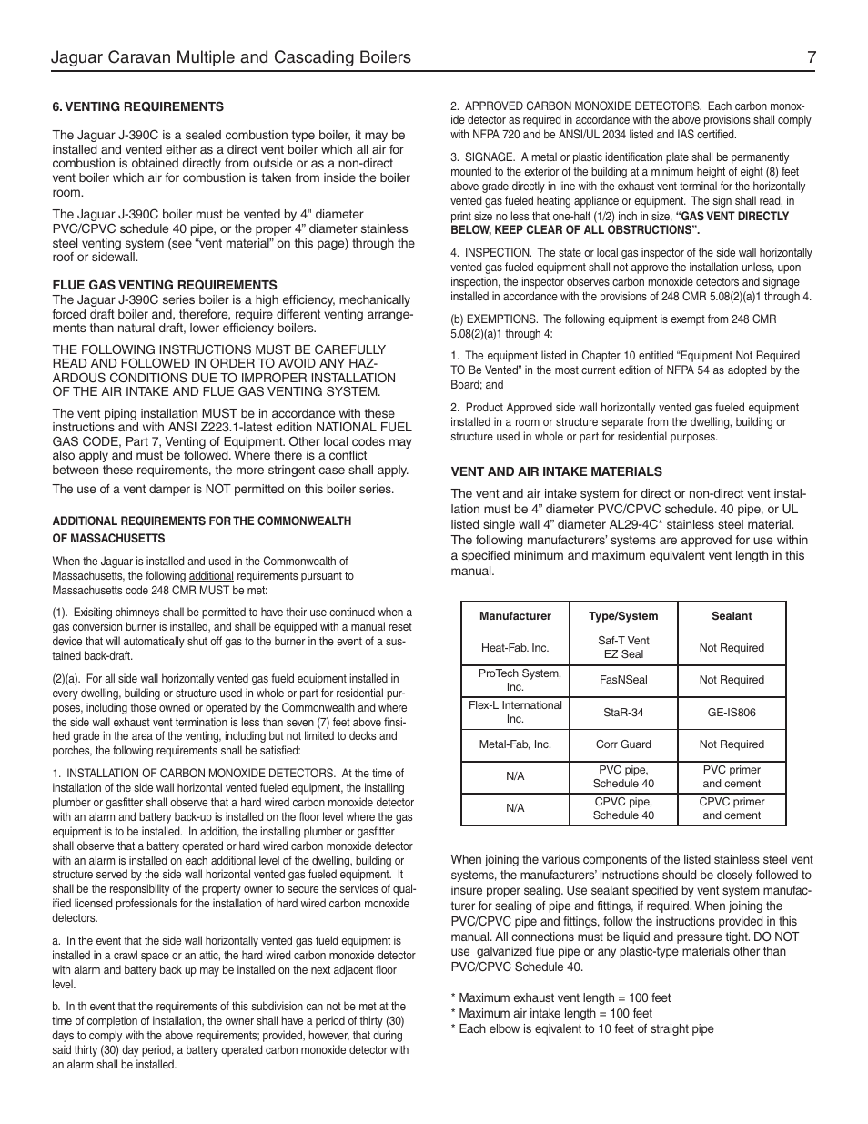 Jaguar caravan multiple and cascading boilers 7 | Slant/Fin Jaguar User Manual | Page 7 / 36
