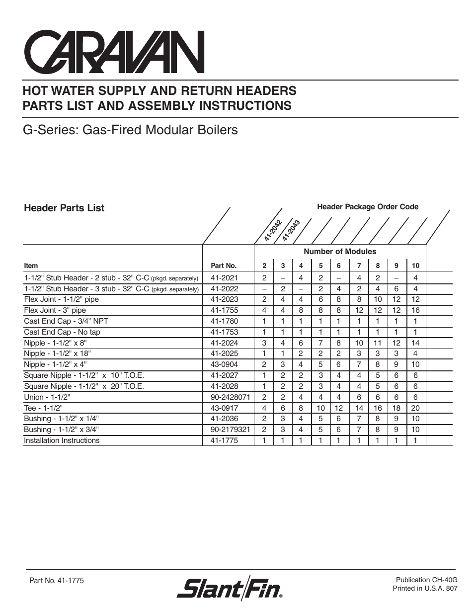 Slant/Fin G-Series User Manual | 4 pages