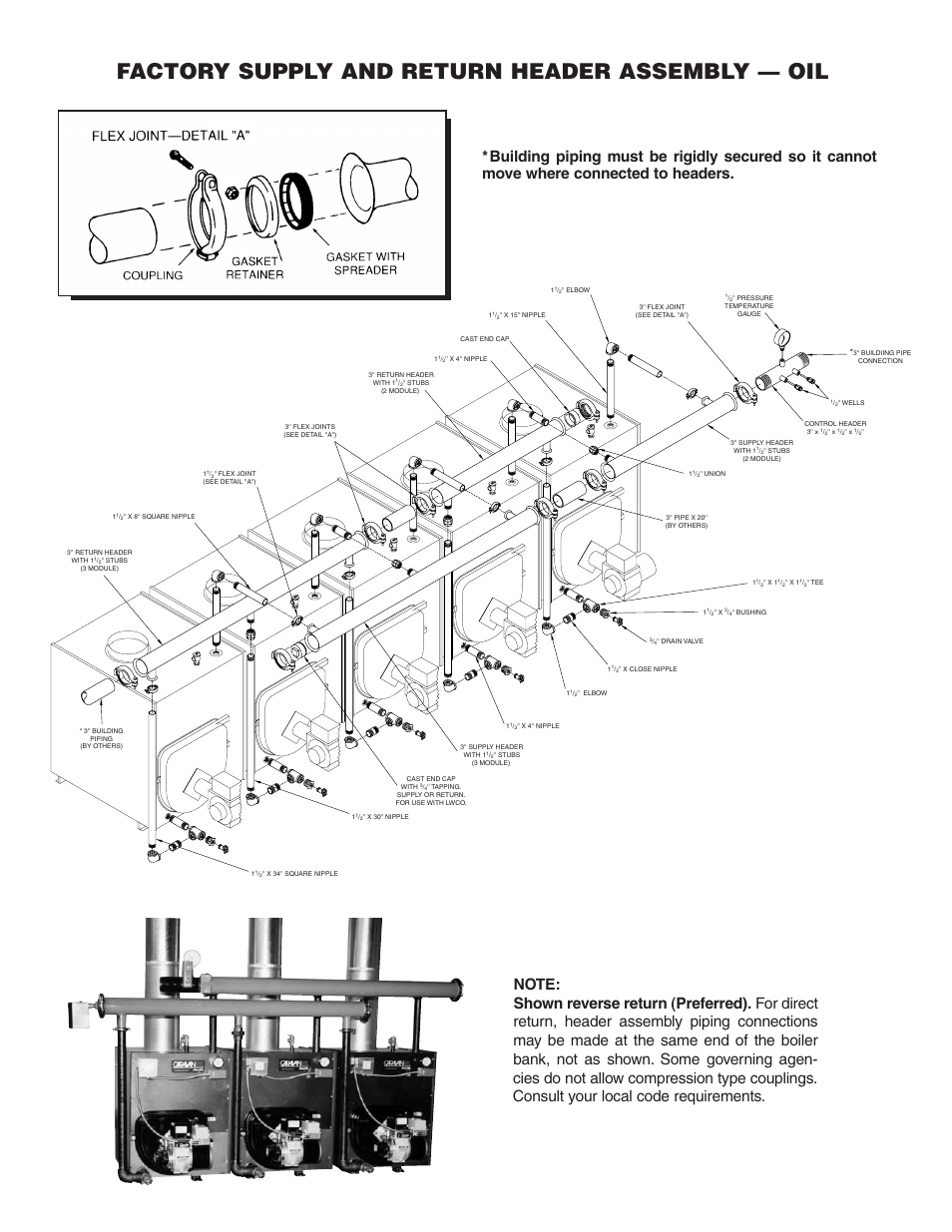 Factory supply and return header assembly — oil | Slant/Fin L-Series User Manual | Page 2 / 4