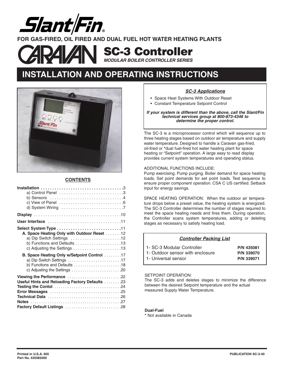 Slant/Fin SC-3 User Manual | 27 pages