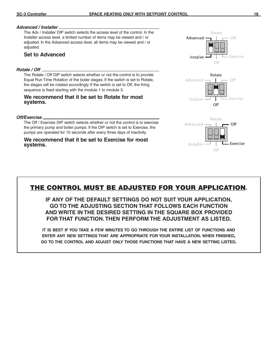 The control must be adjusted for your application | Slant/Fin SC-3 User Manual | Page 17 / 27