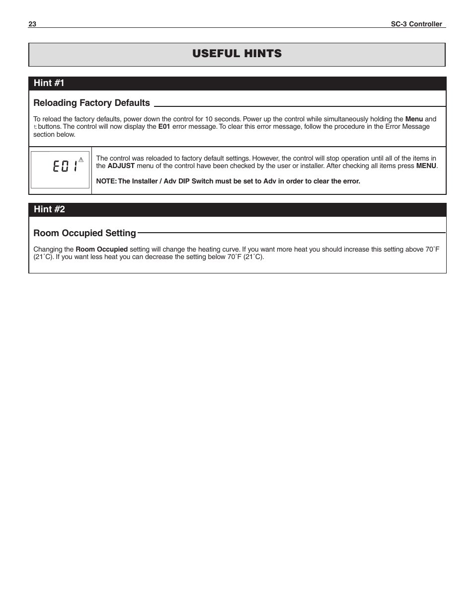 Useful hints | Slant/Fin SC-3 User Manual | Page 22 / 27