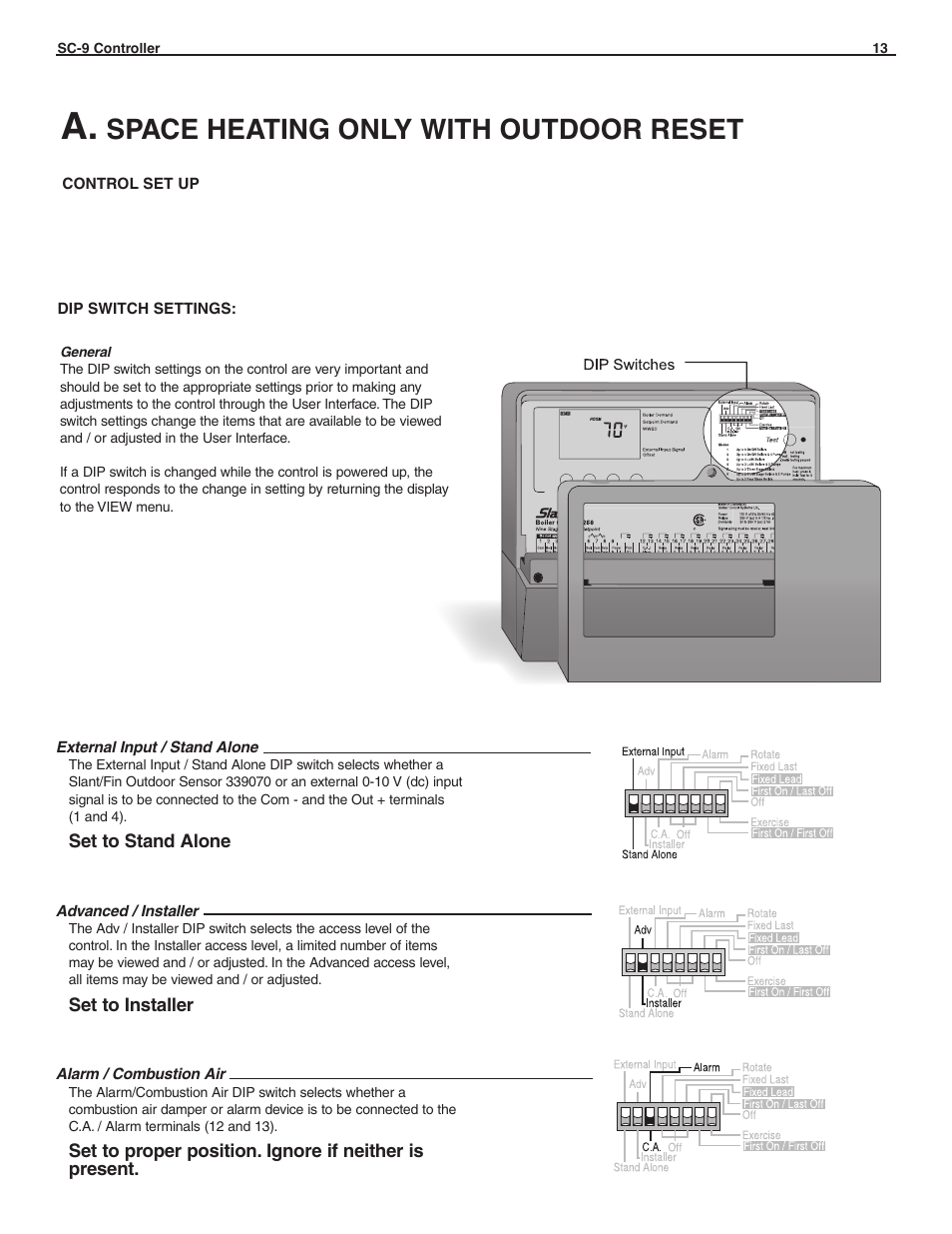 Space heating only with outdoor reset | Slant/Fin SC-9 User Manual | Page 13 / 32