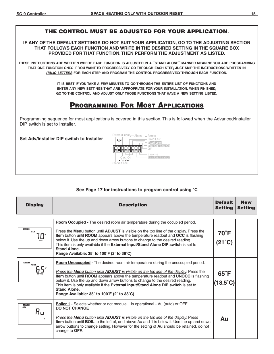 70˚f, 65˚f, 21˚c) | 5˚c) | Slant/Fin SC-9 User Manual | Page 15 / 32