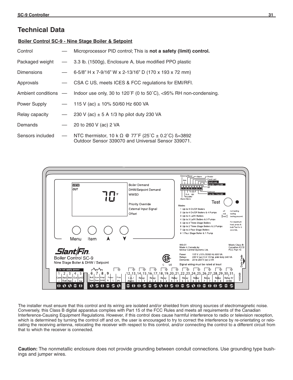 Technical data | Slant/Fin SC-9 User Manual | Page 31 / 32