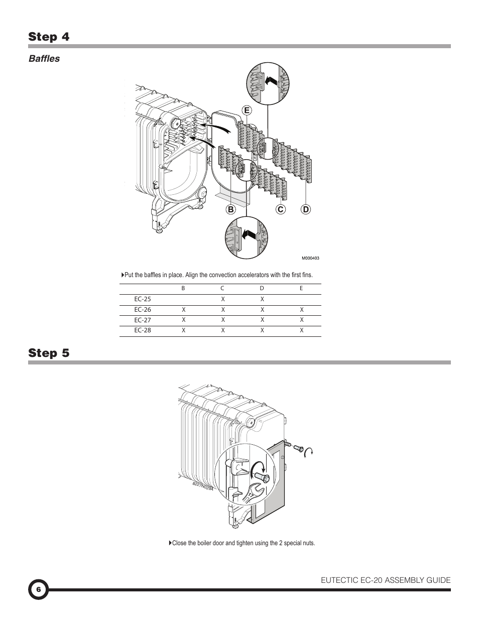 Step 4, Step 5, Baffles | Slant/Fin EC-20 Assembly Instructions User Manual | Page 6 / 20