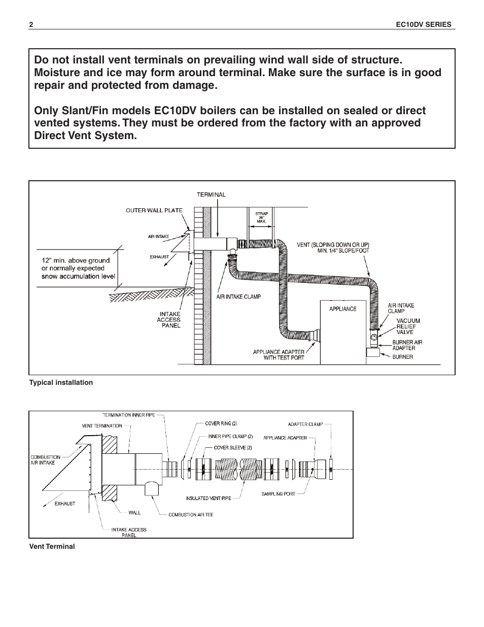 Slant/Fin EC-10DV Series Venting User Manual | Page 2 / 8