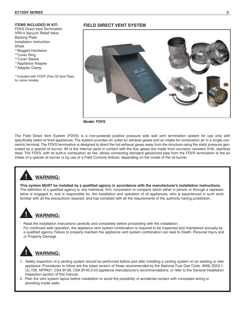 Slant/Fin EC-10DV Series Venting User Manual | Page 3 / 8