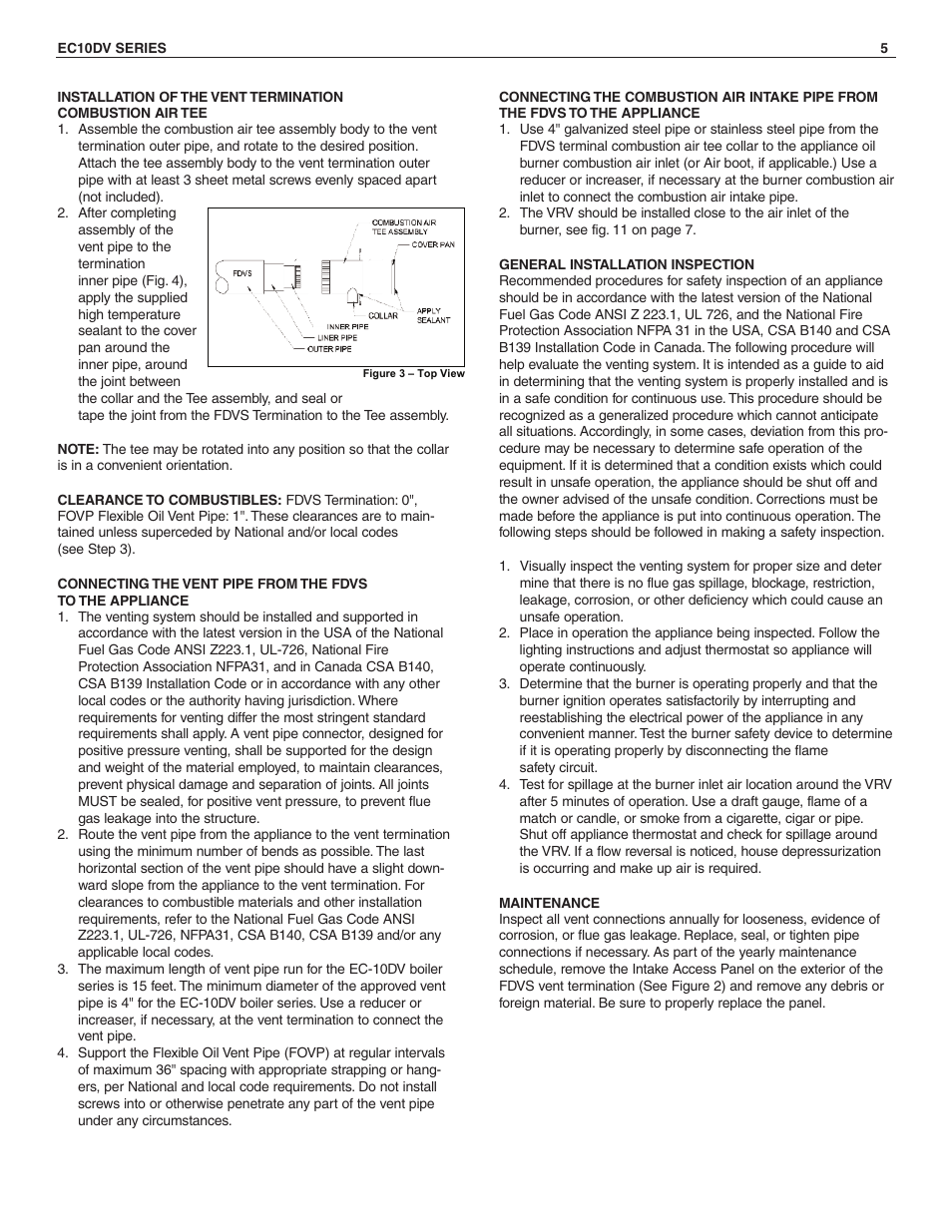 Slant/Fin EC-10DV Series Venting User Manual | Page 5 / 8