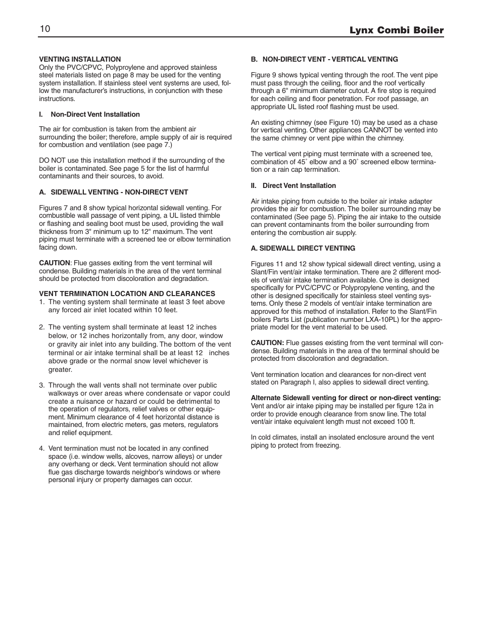 Lynx combi boiler 10 | Slant/Fin LX-150CB User Manual | Page 10 / 44