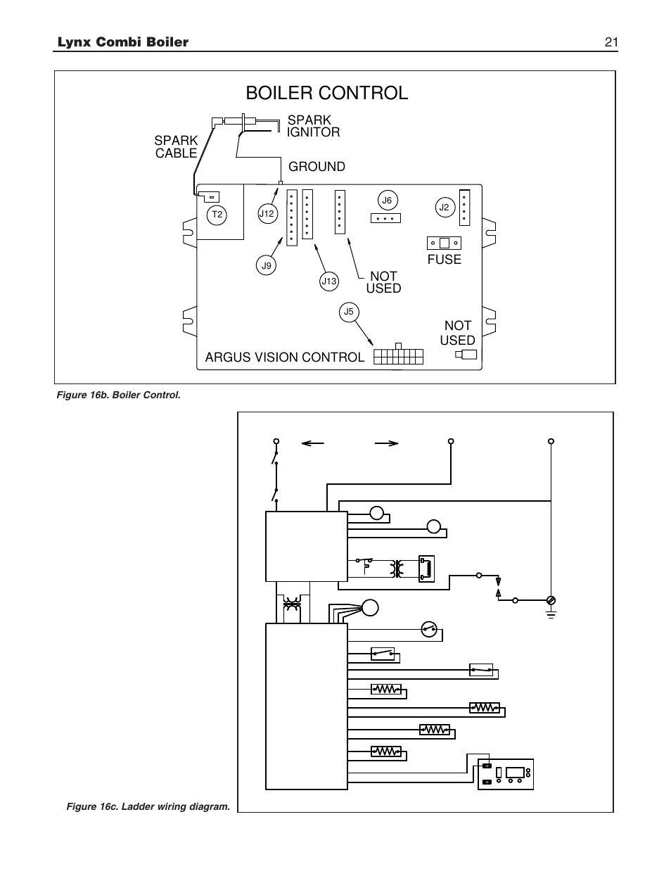 Boiler control, Spark ignitor spark cable ground fuse | Slant/Fin LX-150CB User Manual | Page 21 / 44