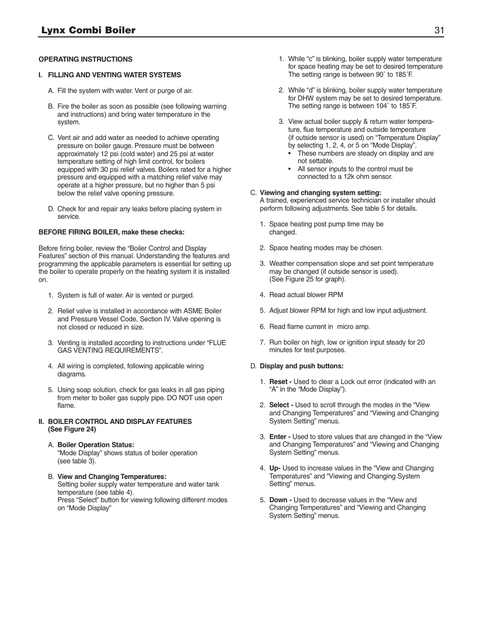 Lynx combi boiler 31 | Slant/Fin LX-150CB User Manual | Page 31 / 44