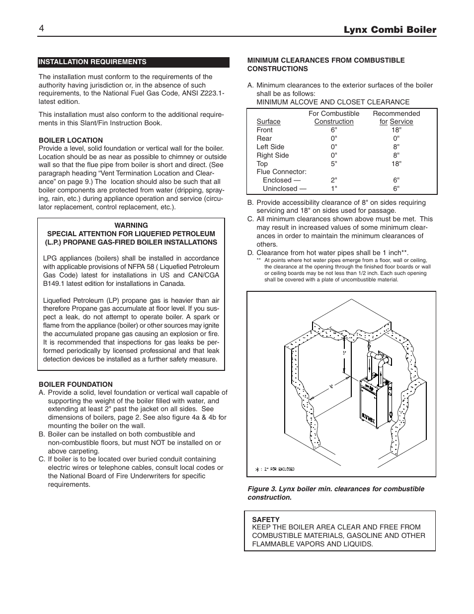 Lynx combi boiler 4 | Slant/Fin LX-150CB User Manual | Page 4 / 44