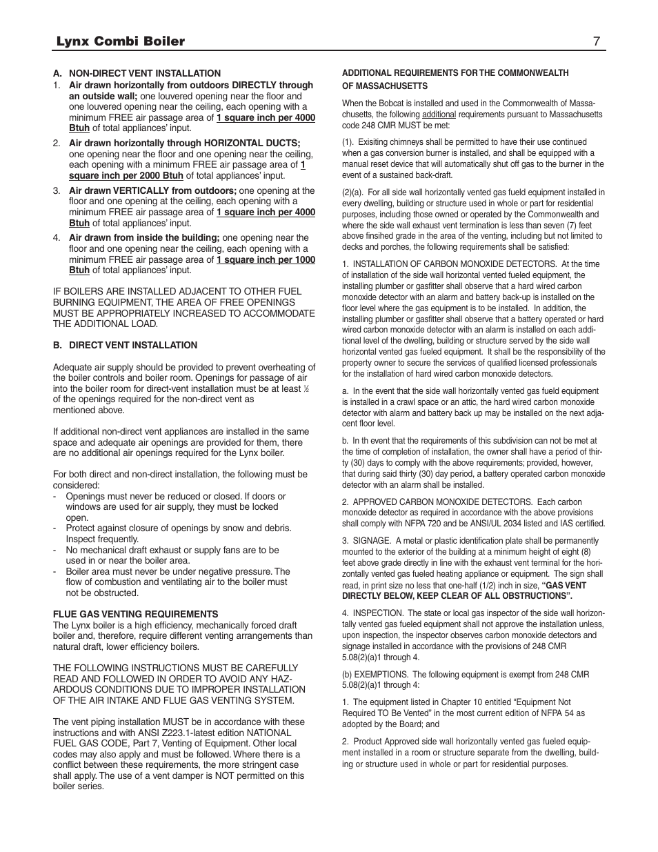 Lynx combi boiler 7 | Slant/Fin LX-150CB User Manual | Page 7 / 44