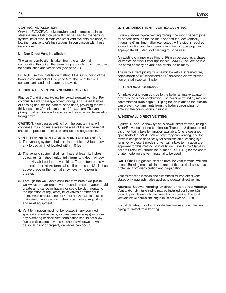 Lynx 10 | Slant/Fin LX-150 User Manual | Page 10 / 44