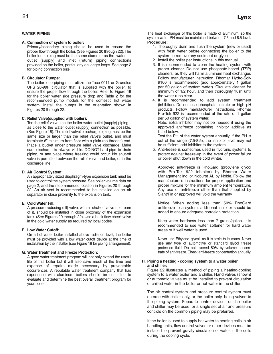 Lynx 24 | Slant/Fin LX-150 User Manual | Page 24 / 44