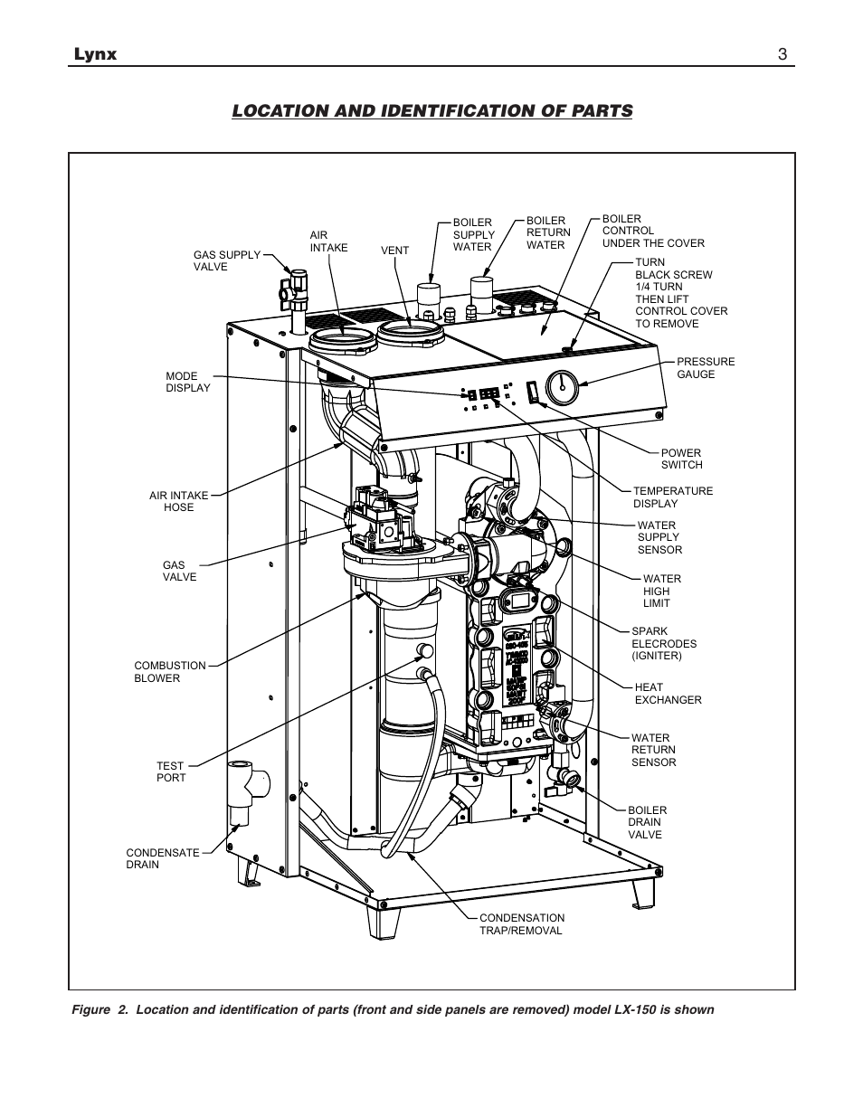 Lynx 3, Location and identification of parts | Slant/Fin LX-150 User Manual | Page 3 / 44
