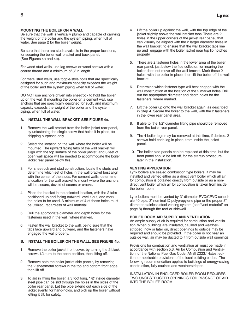 Lynx 6 | Slant/Fin LX-150 User Manual | Page 6 / 44
