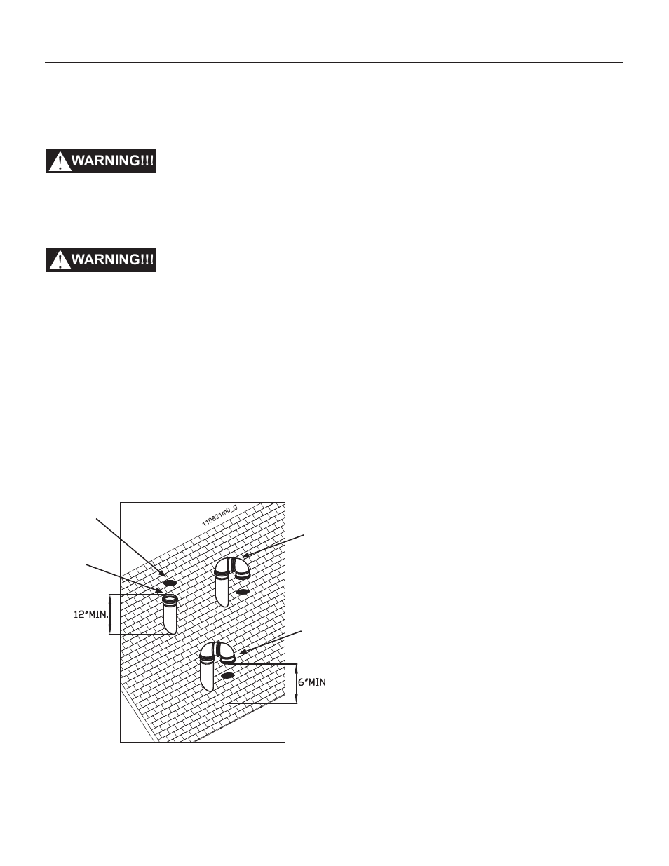 13 - vertical termination - two pipes, 10 - installation - vent and combustion air, 1 - determine location | 2 - prepare roof penetrations, 3 - termination and fi ttings, Warning | Slant/Fin VSL-160C Part B User Manual | Page 16 / 36