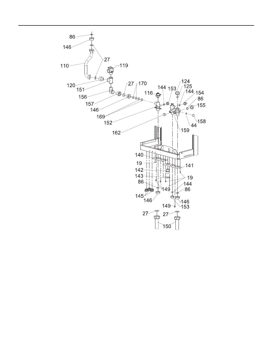 16 - spare parts spare parts list, Bottom side of the 160-b model | Slant/Fin VSL-160C Part C User Manual | Page 30 / 36