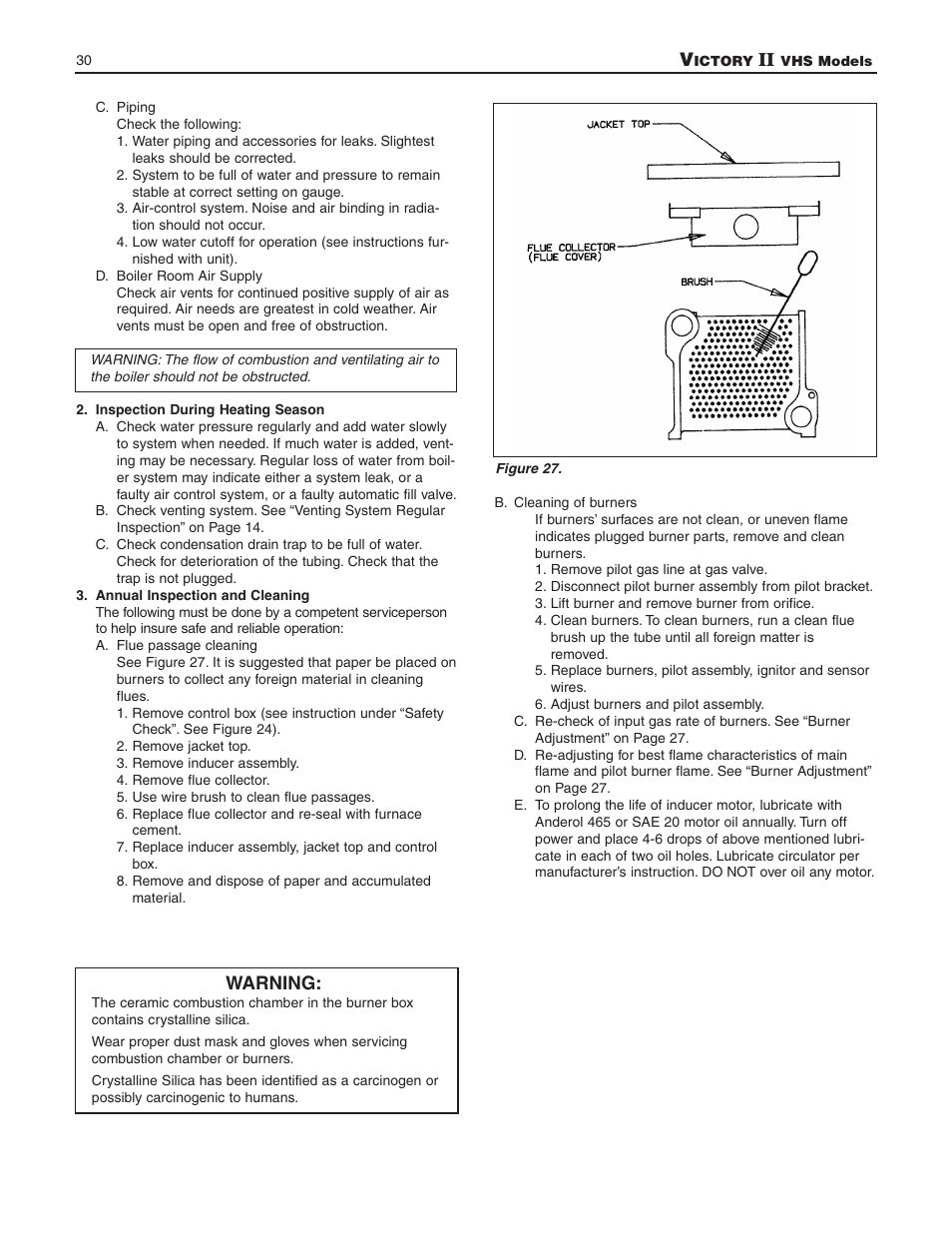 Warning | Slant/Fin VHS-180 User Manual | Page 30 / 36