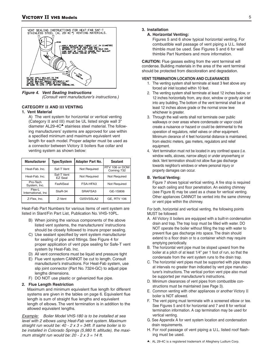 Slant/Fin VHS-180 User Manual | Page 5 / 36